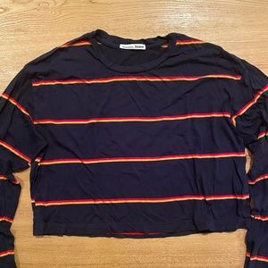 Reformation Long Sleeved Cropped Striped T-shirt
